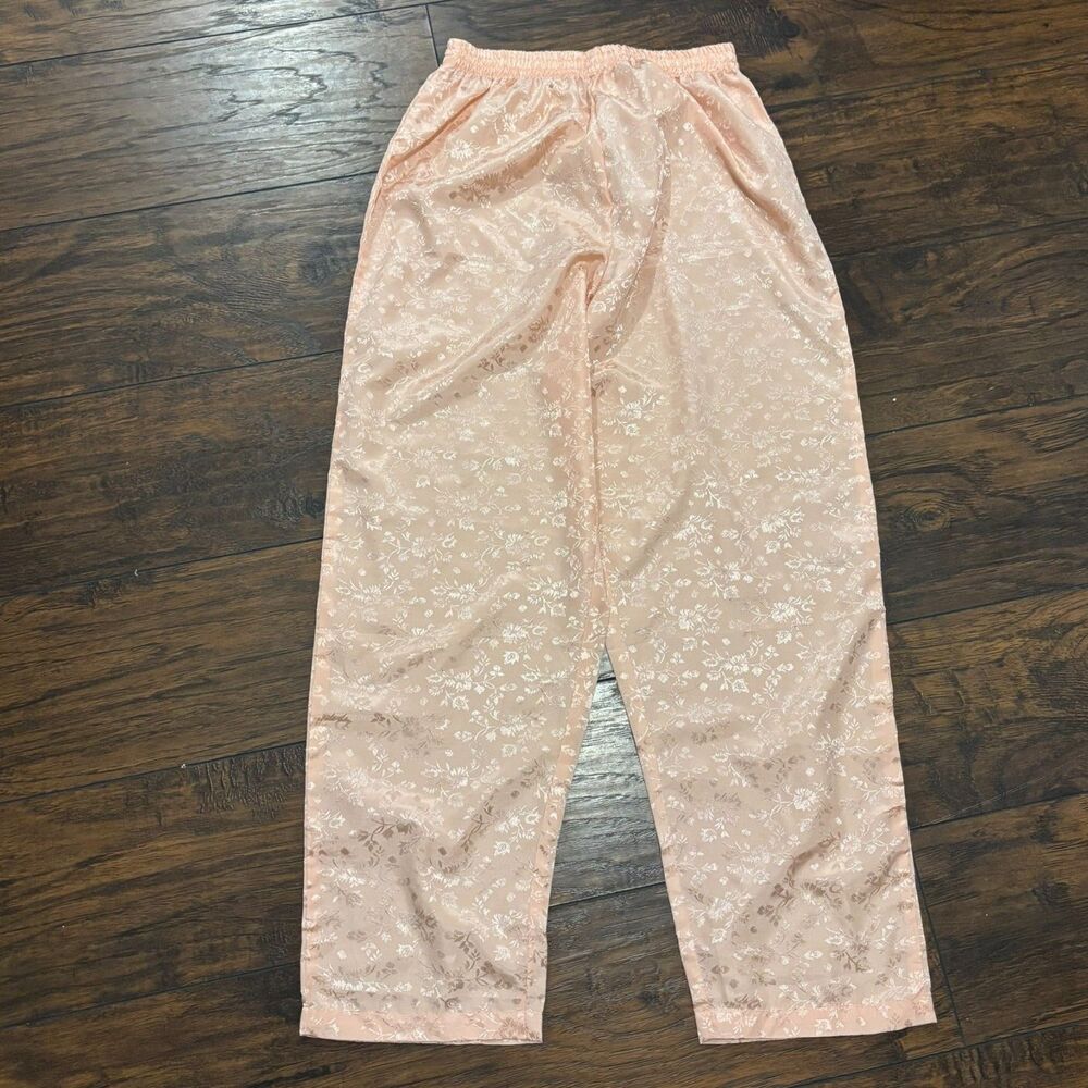 Vintage Cool Clothing Size Large Light Pink Satin Floral Coquette Pajama Pants